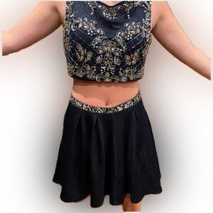 Homecoming Crystal Doll Blue Embellished Fit and Flare Dress